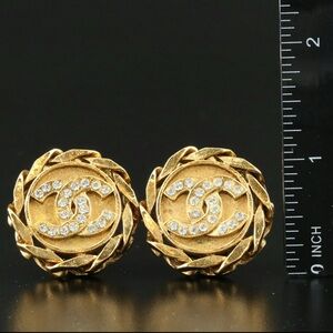 CHANEL Gold Earrings with Crystal Accents
